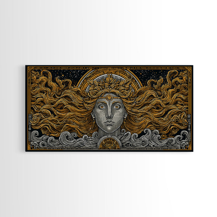 Helen of Troy Gold Canvas Art, Legendary Greek Beauty, Elegant Mythology Wall Decor, Timeless Classical Home Wall Artwork