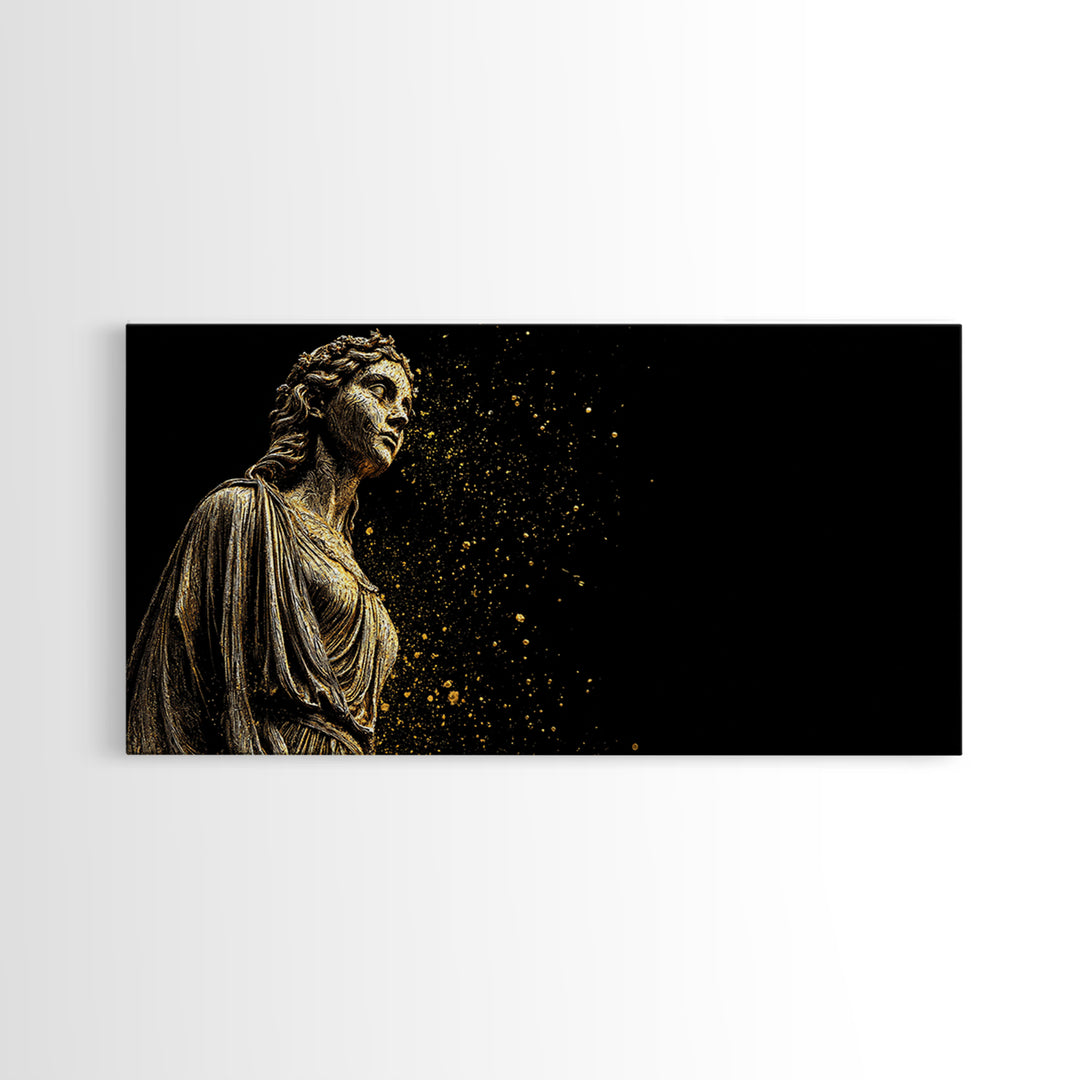 Helen of Troy Gold Canvas Art, Ancient Greek Mythology Figure, Elegant Classical Portrait, Legendary Beauty Wall Decor