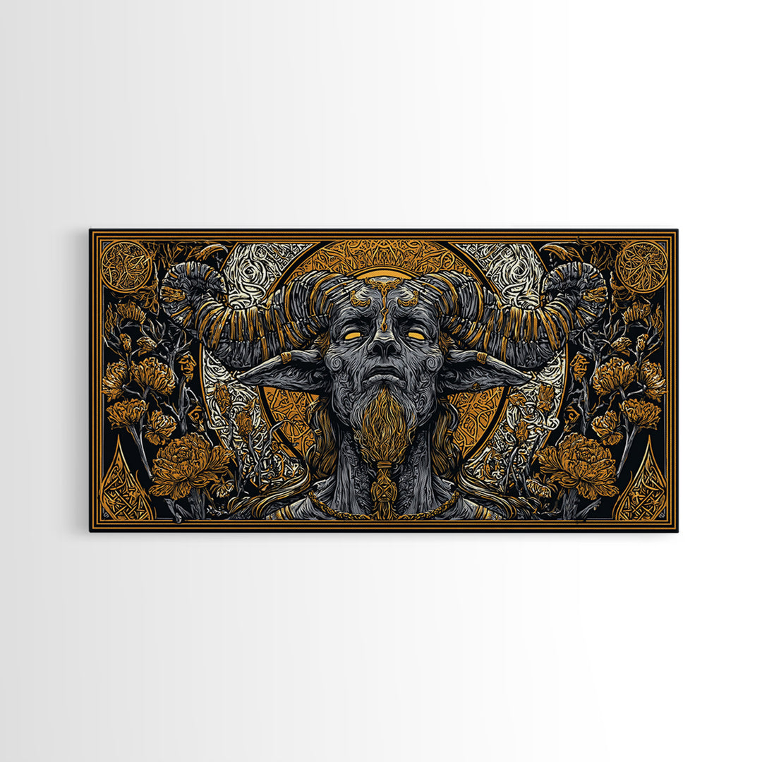 Moros Gold Canvas Print, Greek God Wall Art, Mythology Decor, Luxury Gold Artwork, Real Wood Frame Home Decor