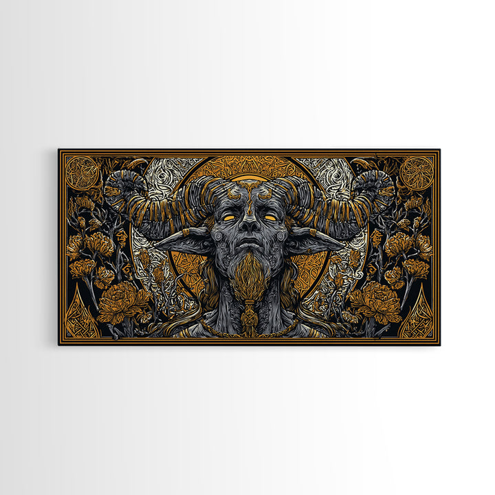 Moros Gold Canvas Print, Greek God Wall Art, Mythology Decor, Luxury Gold Artwork, Real Wood Frame Home Decor