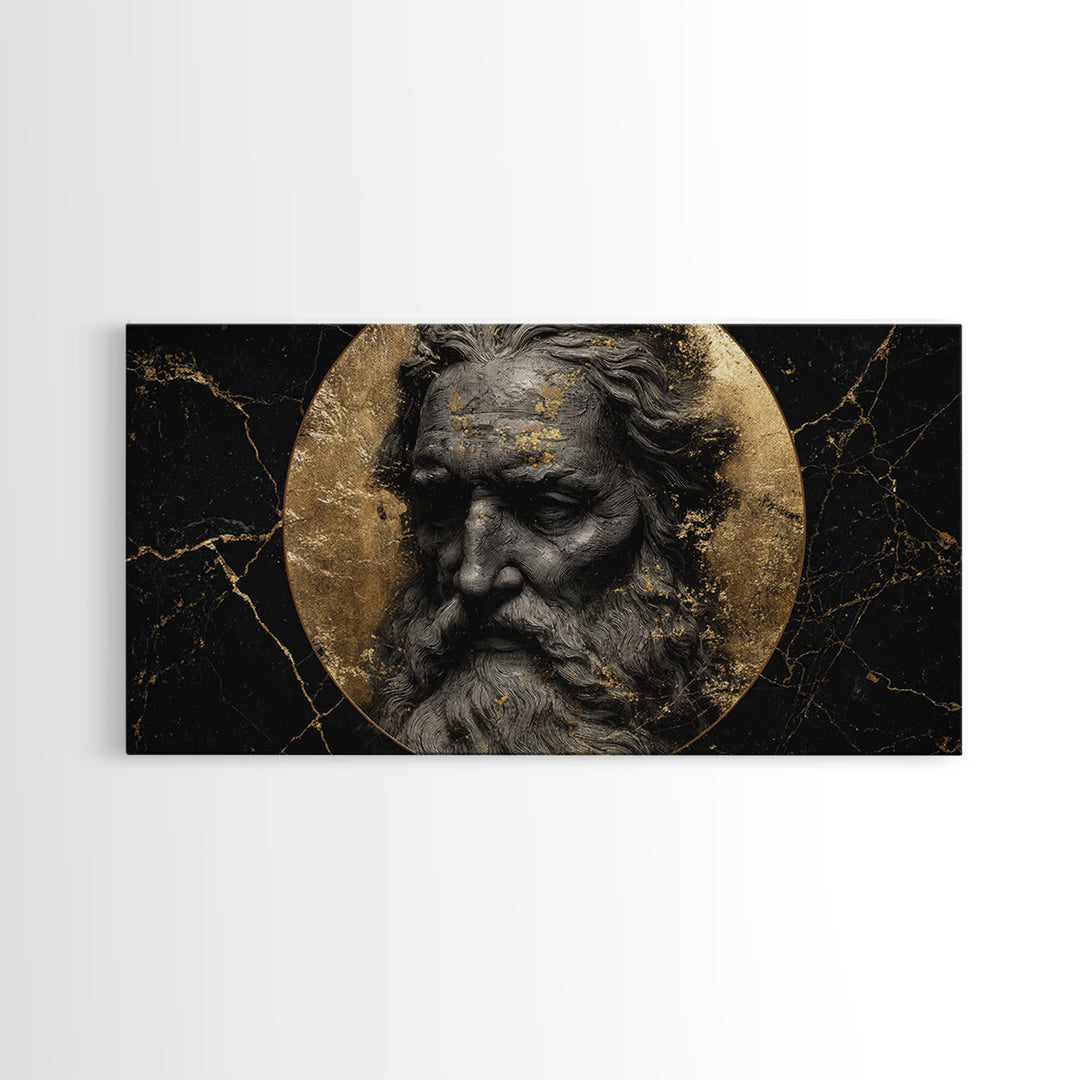 Odin Gold Canvas Print, Norse God Wall Art, Luxury Mythology Decor, Real Wood Frame Artwork, Elegant Viking God Wall Hanging