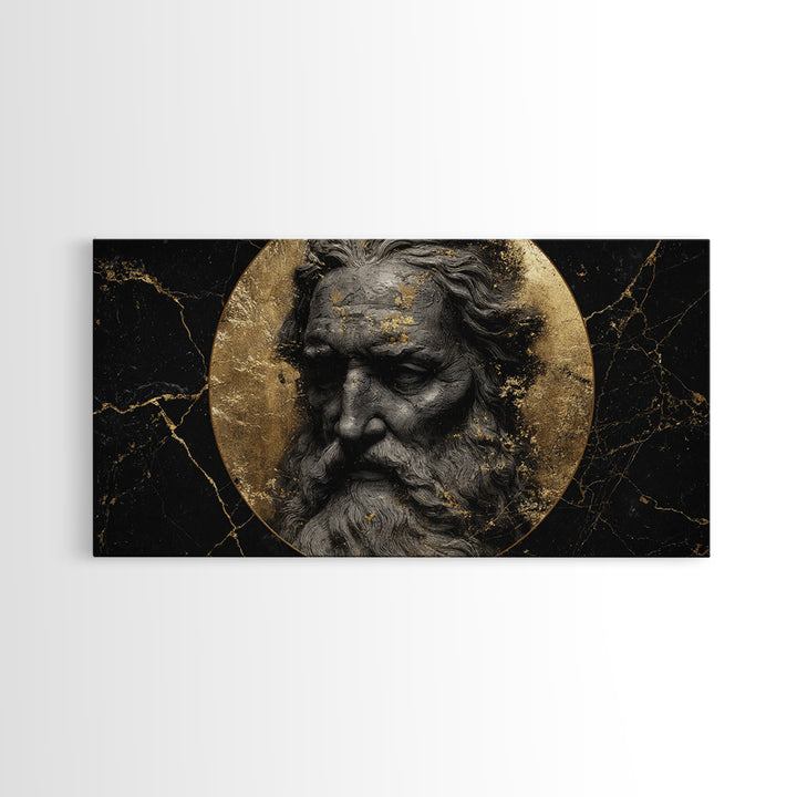 Odin Gold Canvas Print, Norse God Wall Art, Luxury Mythology Decor, Real Wood Frame Artwork, Elegant Viking God Wall Hanging