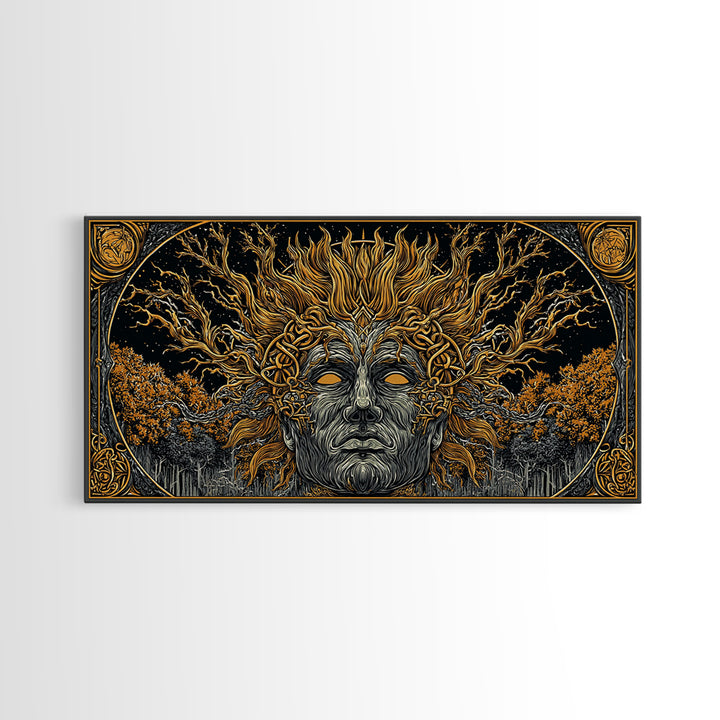 Prometheus Fire Bringer Gold Canvas Print, Greek Mythology Wall Art, Real Wood Frame, Titan Decor, Inspirational Gift