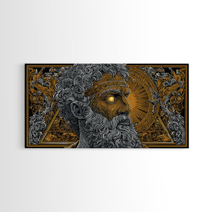 Pythagoras Greek Philosopher Gold Canvas Print, Ancient Wisdom Wall Art, Real Wood Frame, Intellectual Gift