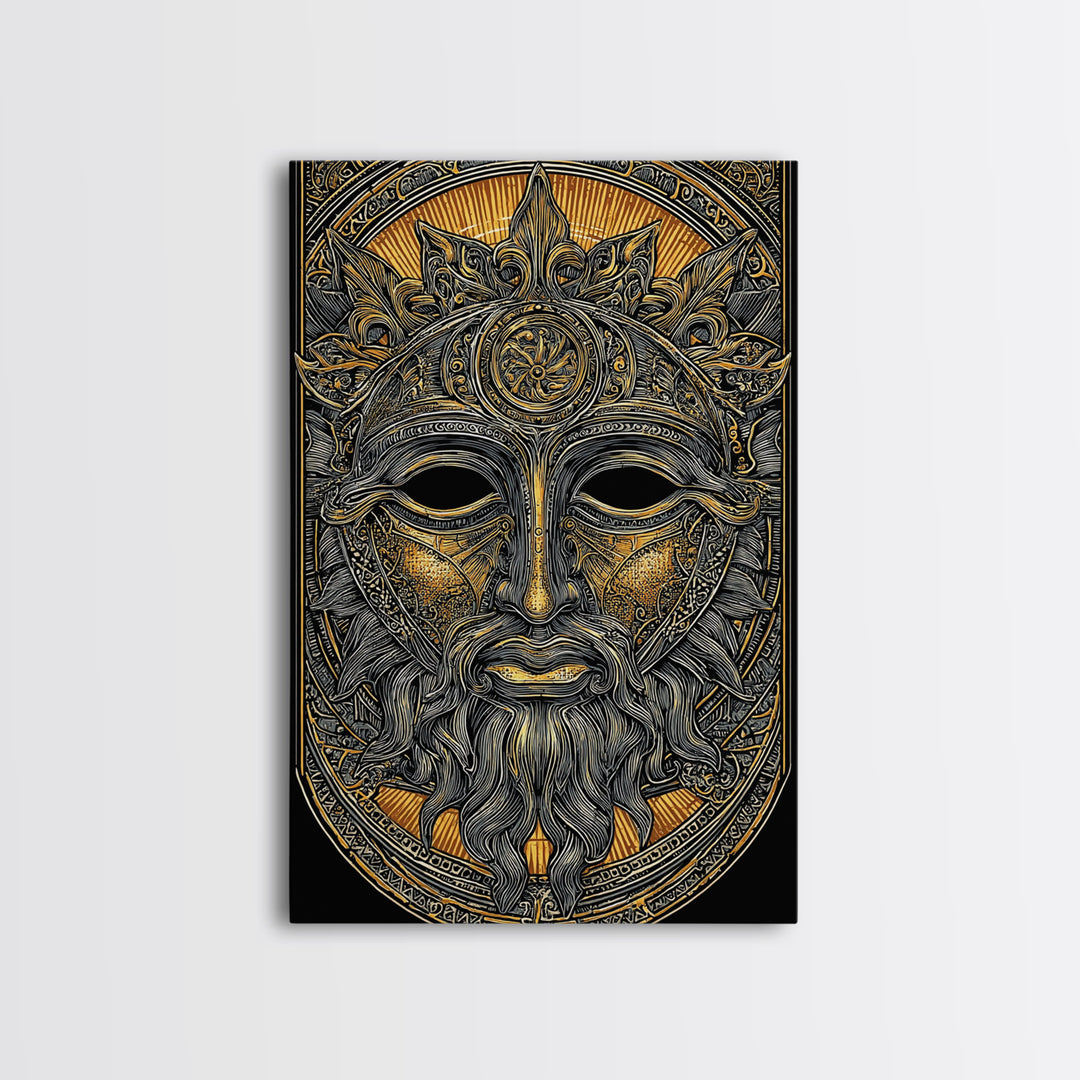 Agamemnon Greek Mythology Canvas Gold Canvas Print, Ancient Warrior King Artwork, Real Wood Framed Wall Art Decor