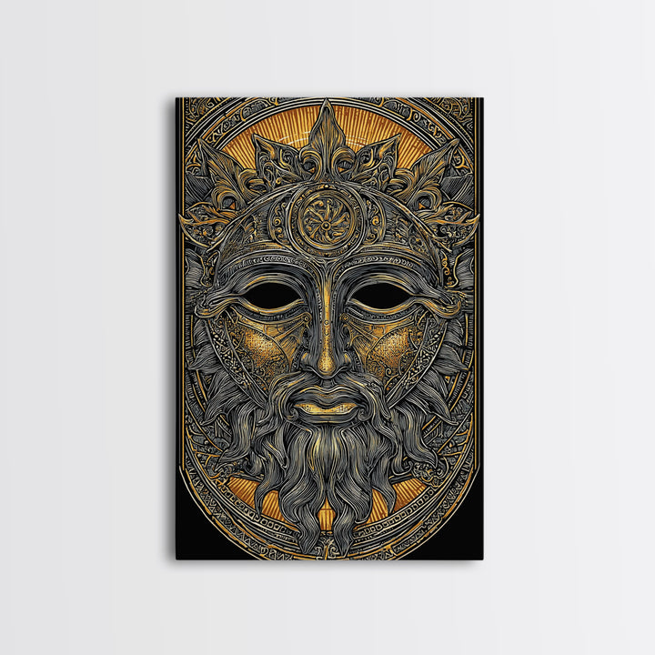 Agamemnon Greek Mythology Canvas Gold Canvas Print, Ancient Warrior King Artwork, Real Wood Framed Wall Art Decor