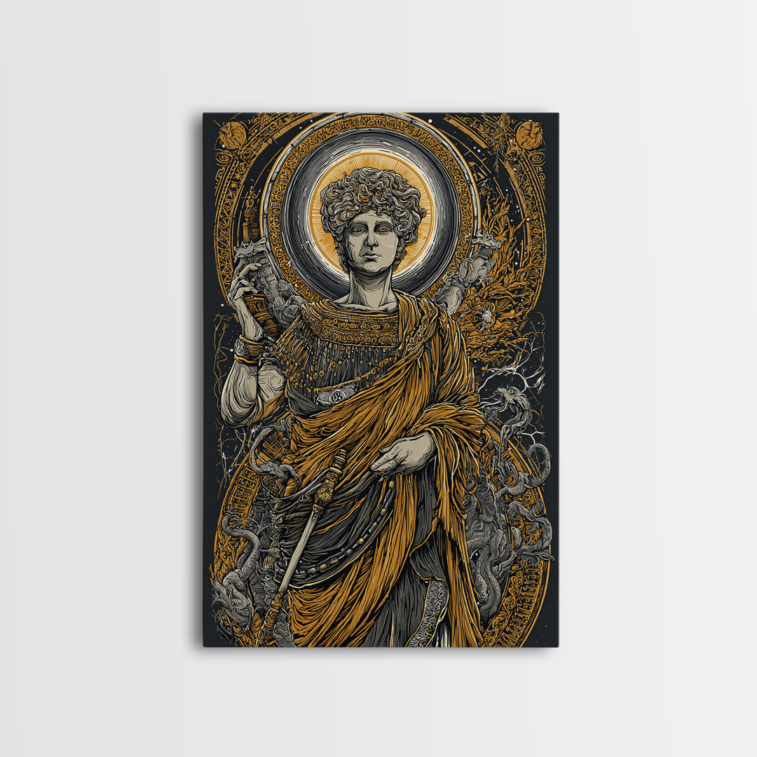 Agrippina Roman Empress Canvas Gold Canvas Print, Classical Goddess Inspired Artwork, Real Wood Frame Mythology Wall Decor