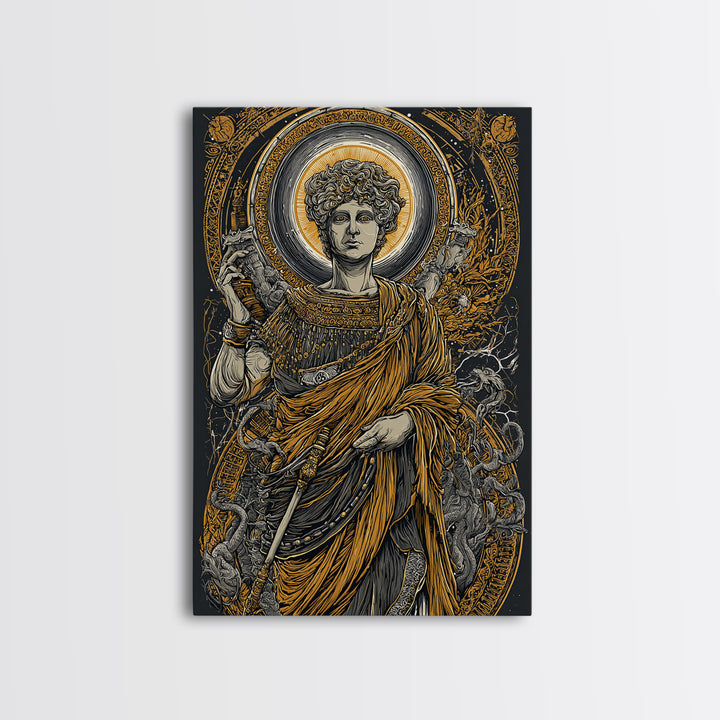 Agrippina Roman Empress Canvas Gold Canvas Print, Classical Goddess Inspired Artwork, Real Wood Frame Mythology Wall Decor