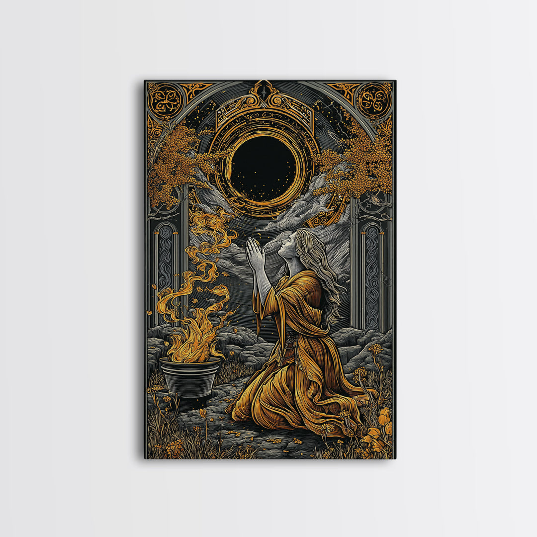 Hera Goddess With Peacocks, Mythology Throne Art, Canvas Gold Canvas Print, Ancient Greek Wall Decor, Real Wood Frame