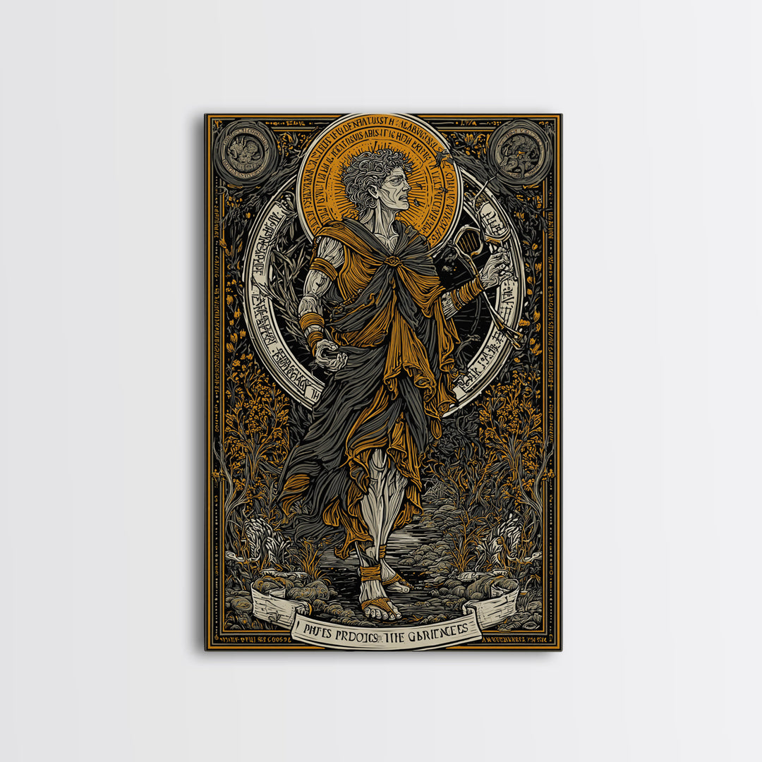 Hera Goddess On Throne With Sun Halo, Mythology Canvas Gold Canvas Print, Regal Greek Goddess Art, Real Wood Frame