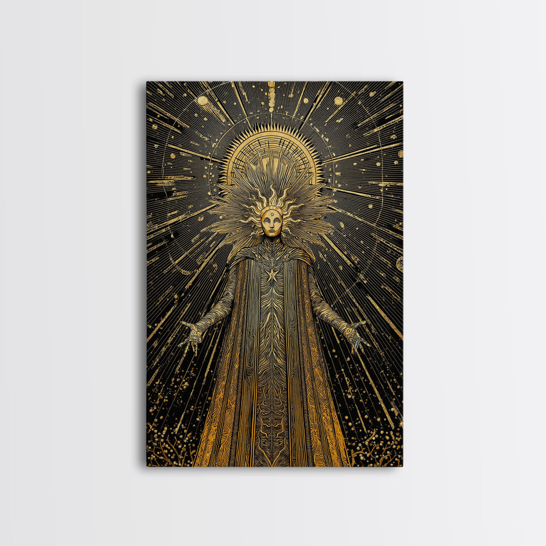 Queen Hera With Crown And Lions, Regal Mythology Goddess, Canvas Gold Canvas Print, Greek Art Wall Decor, Real Wood Frame