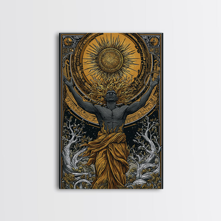 Hermes Greek God In Flight, Mythology Messenger Art, Canvas Gold Canvas Print, Ancient Greek Decor, Real Wood Frame