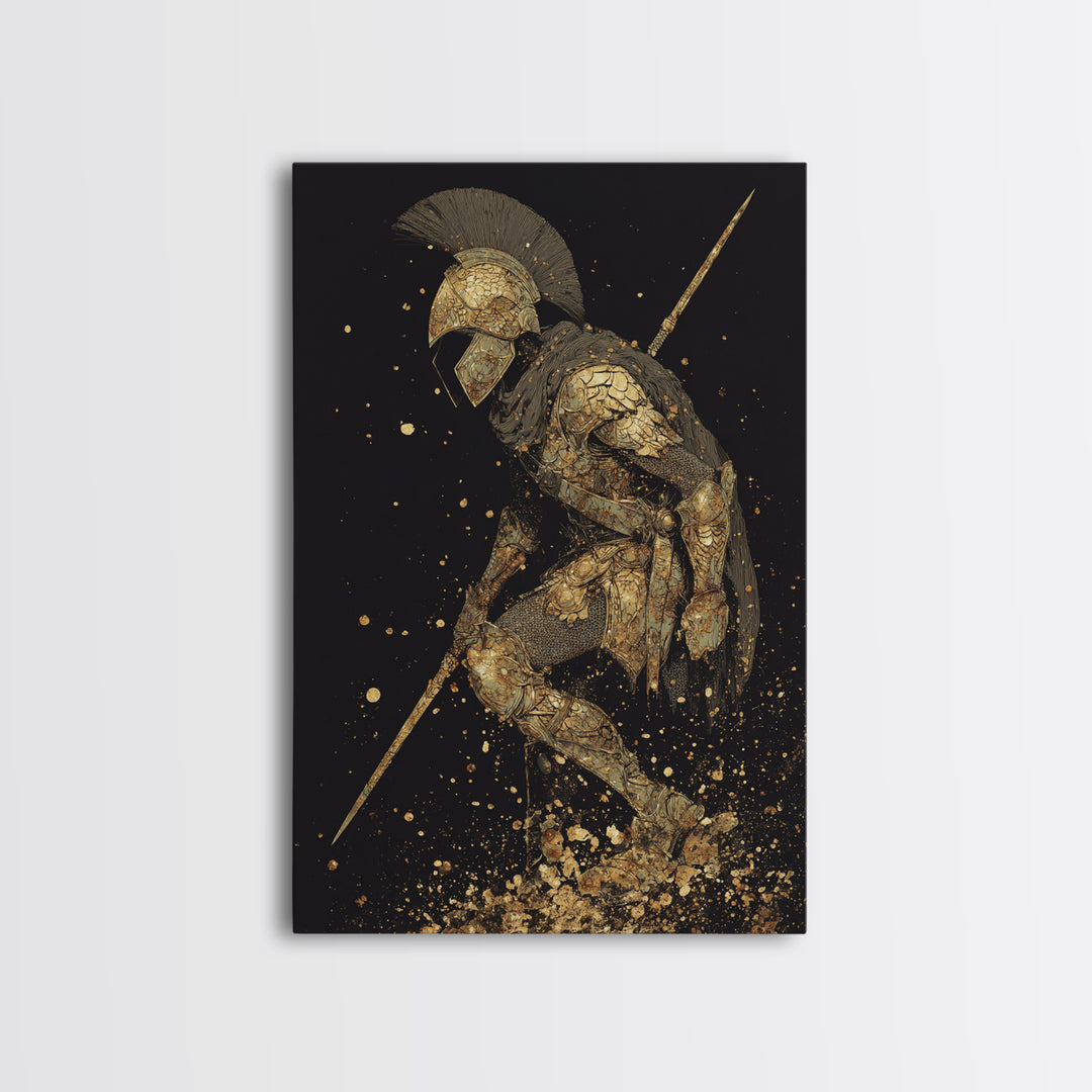 Medusa Head Canvas Gold Canvas Print, Mythological Serpent Hair Art, Ancient Creature Wall Decor, Classical Fantasy Artwork Frame