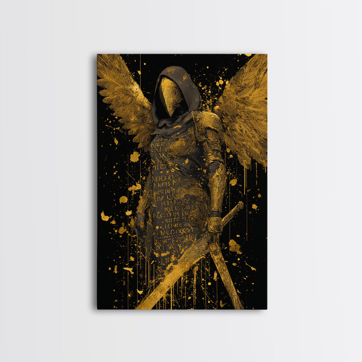 Medusa Serpent Head Canvas Gold Canvas Print, Classical Myth Wall Art, Ancient Monster Artwork, Legendary Creature Decor Wood Frame