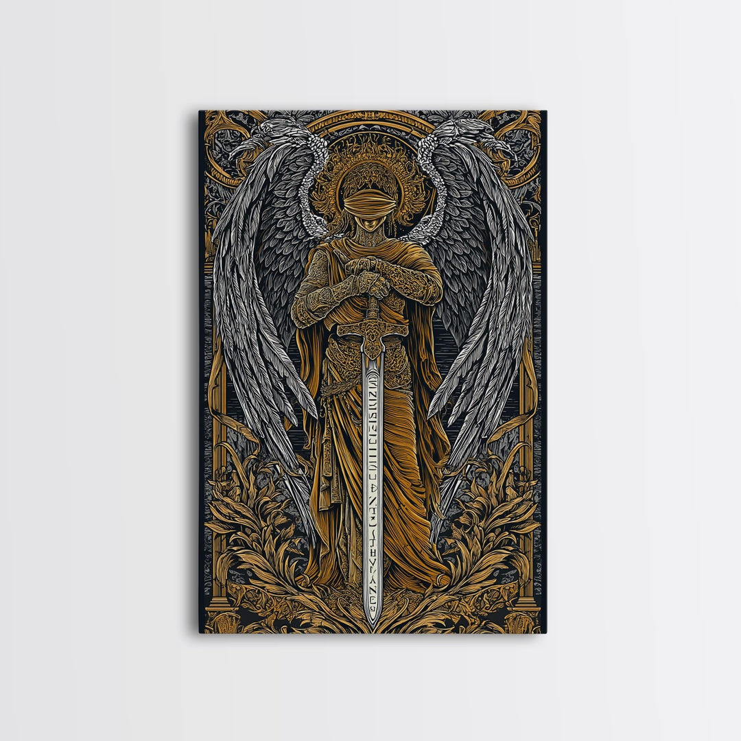 Medusa Gorgon Canvas Gold Canvas Print, Ancient Mythology Wall Art, Serpent Goddess Artwork, Legendary Fantasy Decor Real Wood Frame