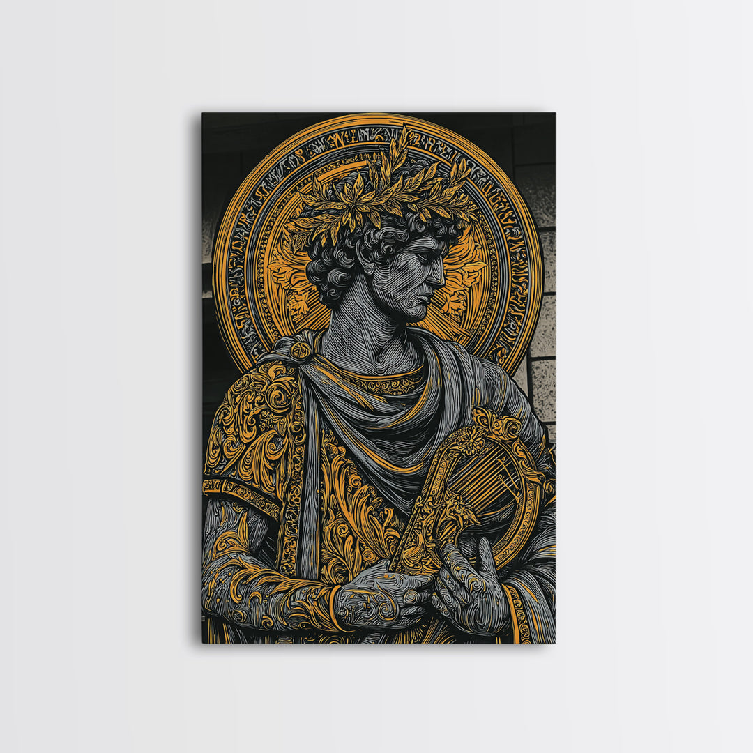 Gorgon Serpent Head Canvas Gold Canvas Print, Medusa Mythology Art, Ancient Creature Wall Decor, Legendary Fantasy Artwork Frame