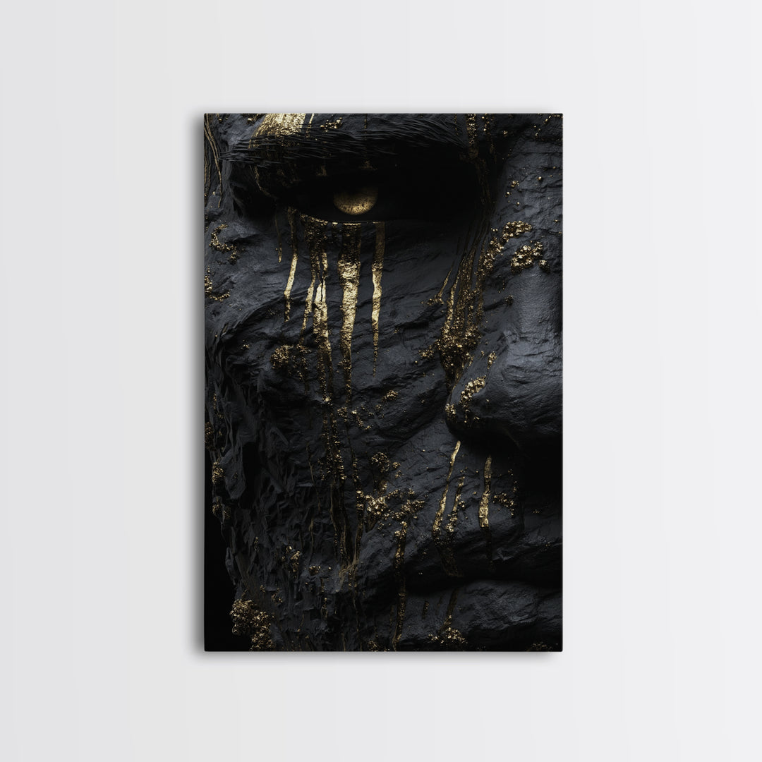 Viking God Odin Canvas Gold Art, Norse Mythology Inspired Canvas Print, Real Wood Frame, Powerful Nordic Warrior Wall Decor