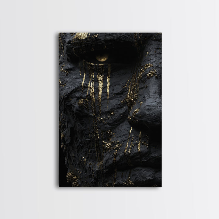 Viking God Odin Canvas Gold Art, Norse Mythology Inspired Canvas Print, Real Wood Frame, Powerful Nordic Warrior Wall Decor