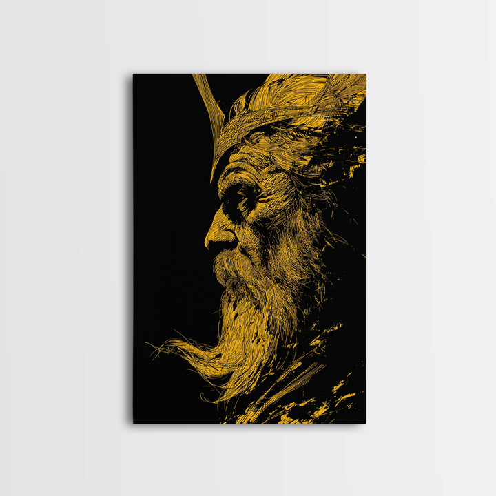 Canvas Gold Canvas Print, Abstract Face Art, Luxury Modern Wall Decor, Surreal Lips Artwork, Real Wood Frame Home Art