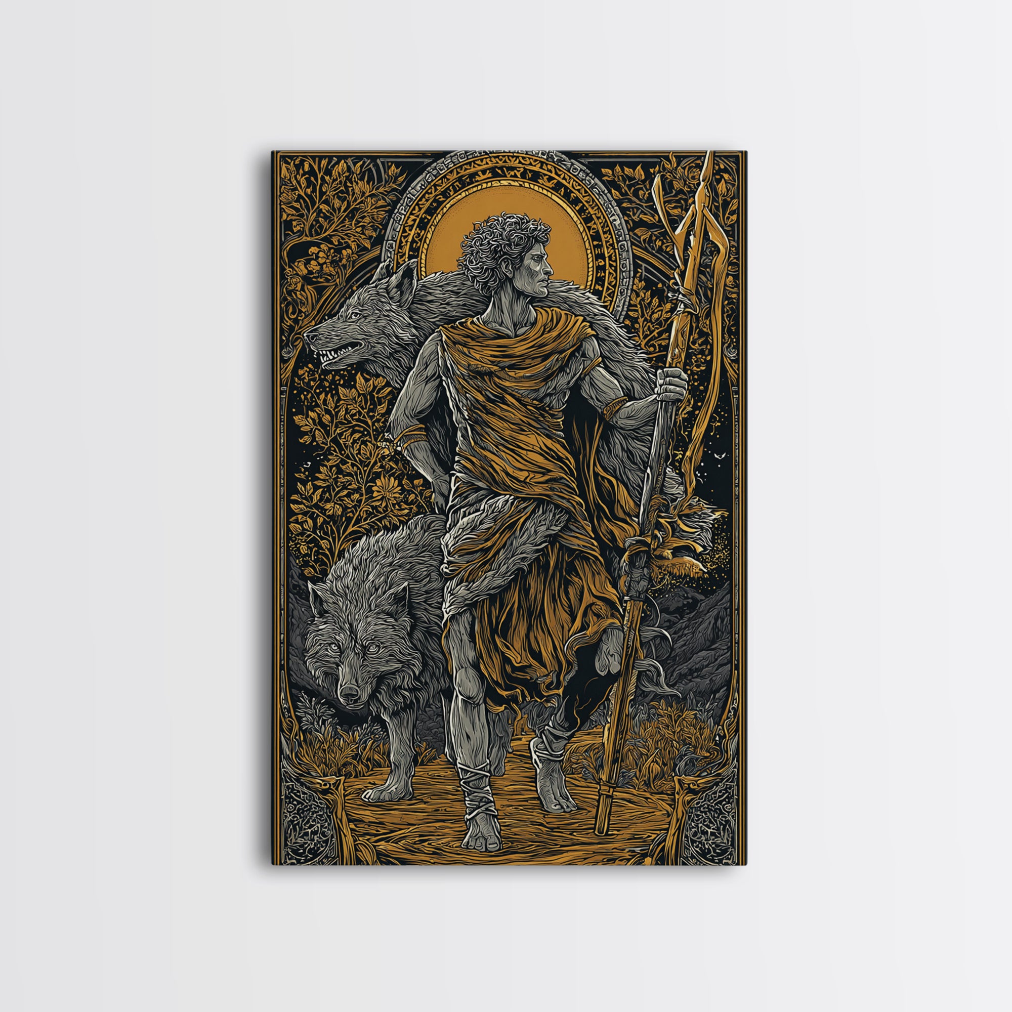 Romulus Canvas Gold Canvas Print, Roman Mythology Art, Real Wood Frame ...