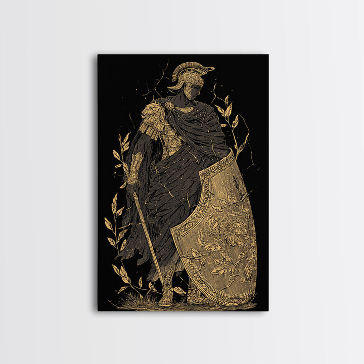 Chariot Goddess Canvas Gold Canvas Print, Ancient Mythology Art, Real Wood Frame, Celestial Wall Decor, Luxury Artwork