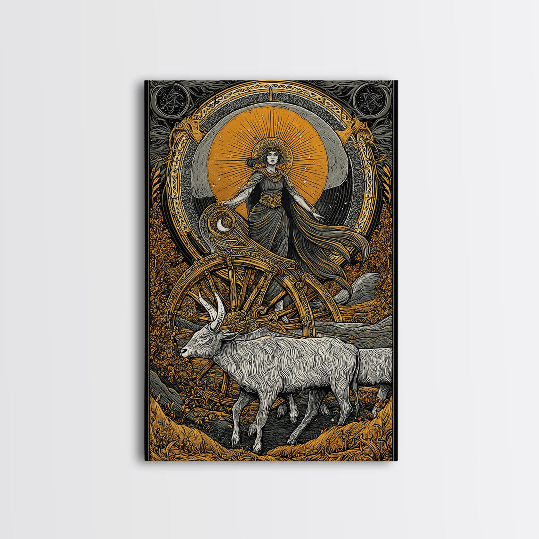 Rhea Canvas Gold Canvas Print, Titaness Mother Goddess Art, Real Wood Frame, Ancient Greek Decor, Mythology Artwork