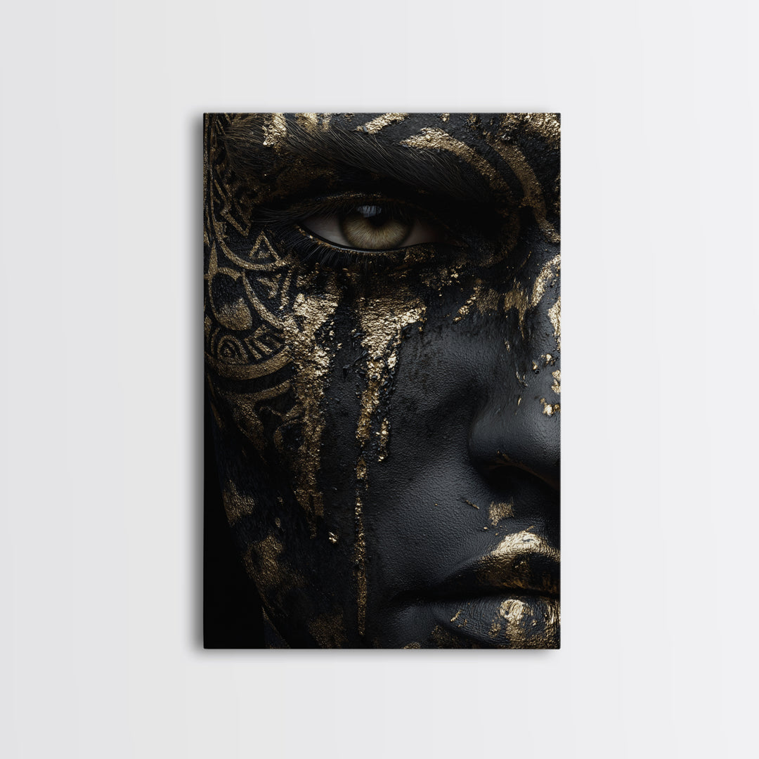 Roman Warrior Canvas Gold Canvas Print, Mythology Wall Art, Luxury Home Decor, Ancient History Artwork, Real Wood Frame
