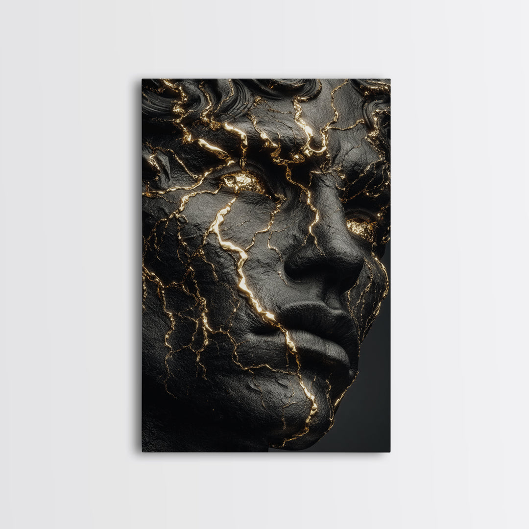 Emperor Portrait Canvas Gold Canvas Print, Ancient Roman Wall Art, Museum Style Home Decor, Classical Warrior Artwork, Wood Frame