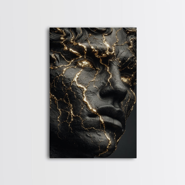 Emperor Portrait Canvas Gold Canvas Print, Ancient Roman Wall Art, Museum Style Home Decor, Classical Warrior Artwork, Wood Frame