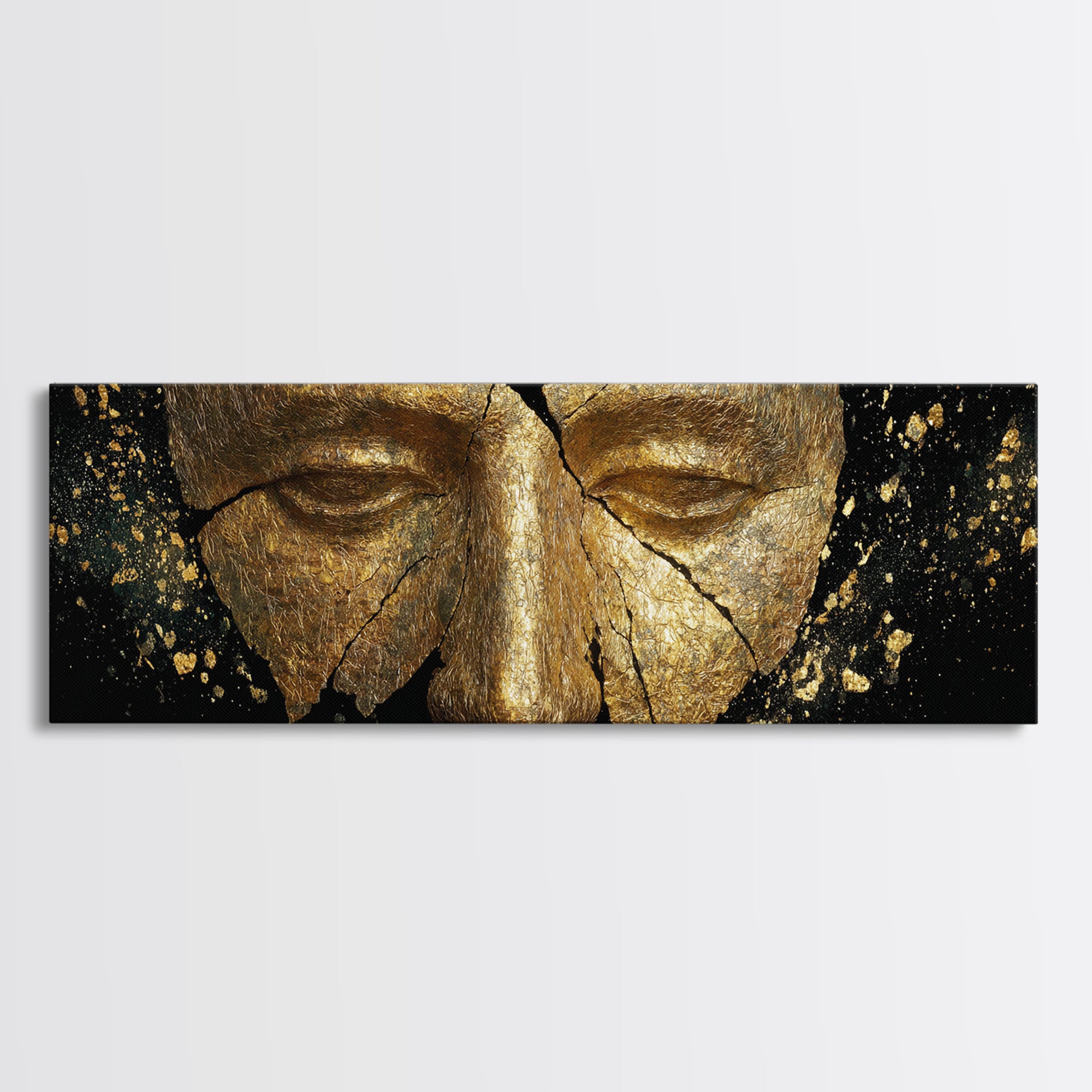 Cracked Ancient Golden Mask, Mythological Relic Gold Canvas Print, Uni ...