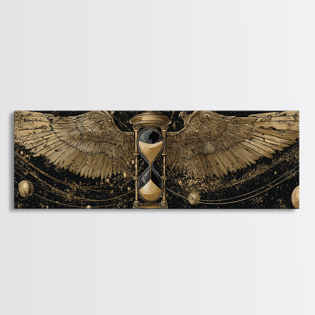 Astraeus Titan Of Stars Artwork, Greek Mythology Gold Canvas Print, Celestial Titan Wall Art, Real Wood Frame