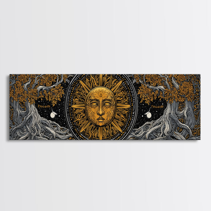 Coeus Titan Of Intellect Artwork, Greek Mythology Inspired Gold Canvas Print, Ancient Titan Wall Art, Real Wood Frame