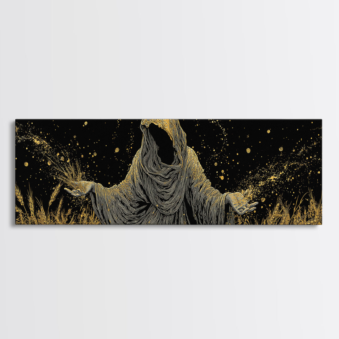 Demeter Goddess Of Harvest, Ancient Greek Mythology Gold Canvas Print, Nature Goddess Wall Art, Real Wood Frame