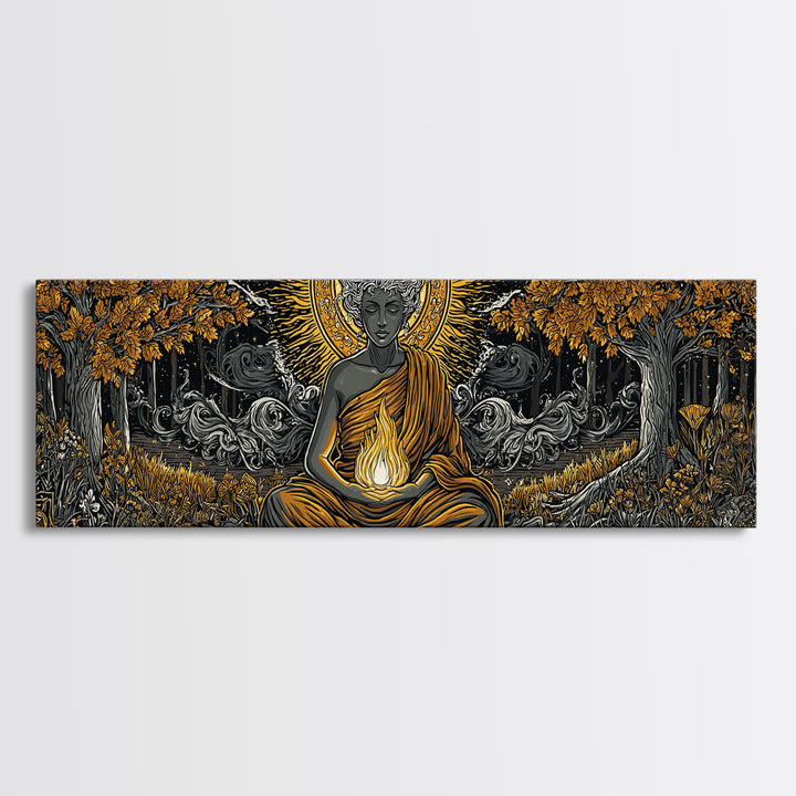 Hestia Gold Canvas Print, Greek Goddess Of Hearth And Fire, Mythology Wall Art, Real Wood Frame, Unique Luxury Home Decor