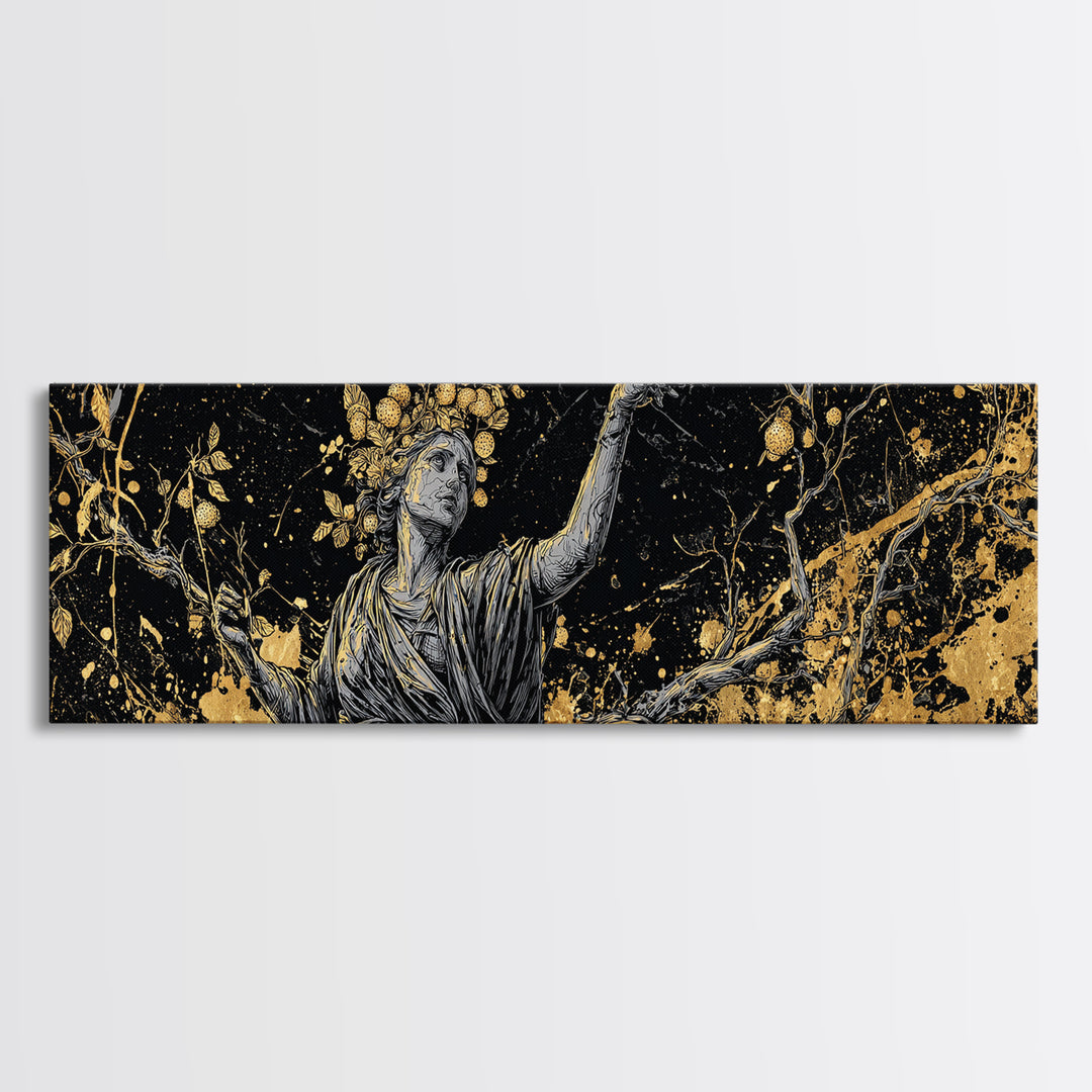 Persephone Harvest Gold Canvas Print, Goddess Wall Art, Real Wood Frame, Mythology Artwork For Home Or Office
