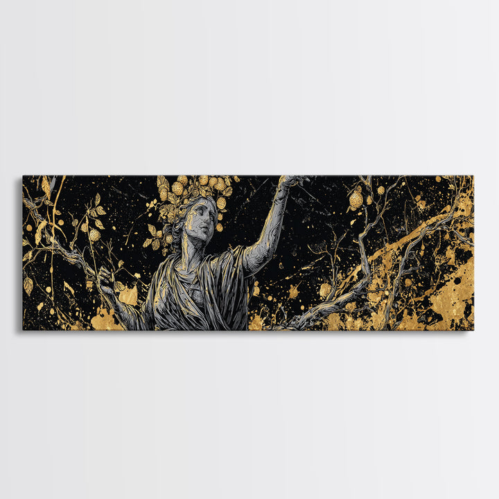 Persephone Harvest Gold Canvas Print, Goddess Wall Art, Real Wood Frame, Mythology Artwork For Home Or Office