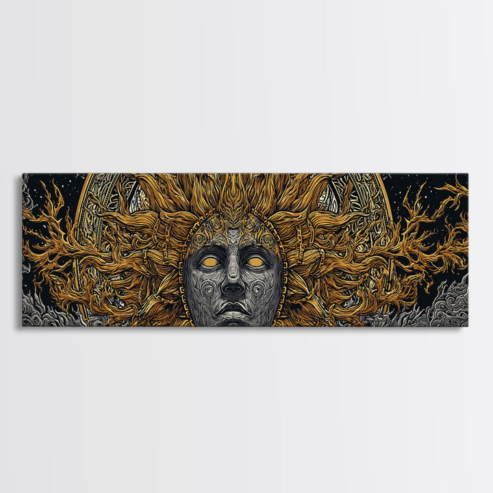 Prometheus God Gold Canvas Art, Mythology Inspired Wall Print, Real Wood Frame Canvas Print, Regal Decor Statement Piece