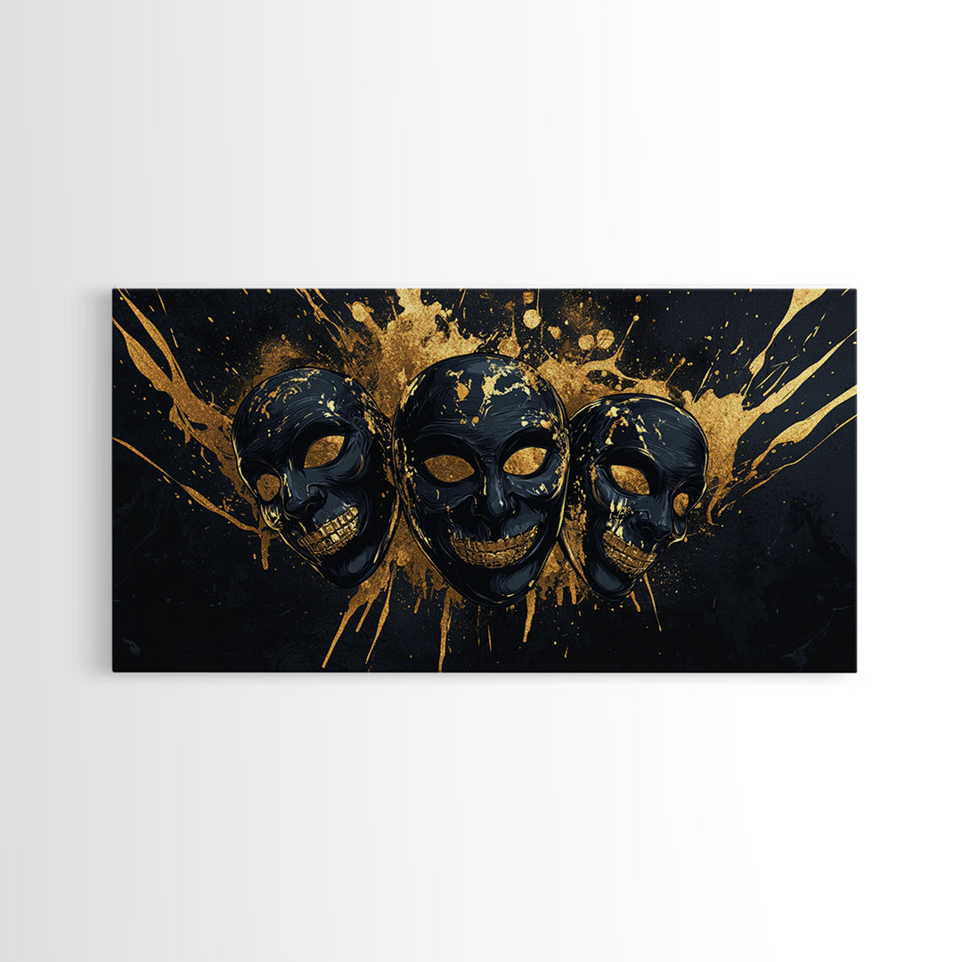 Sacred Goddess Gold Canvas Print, Ornate Splatter Art On Canvas, Real Wood Frame Wall Décor, Mystical Divine Artwork