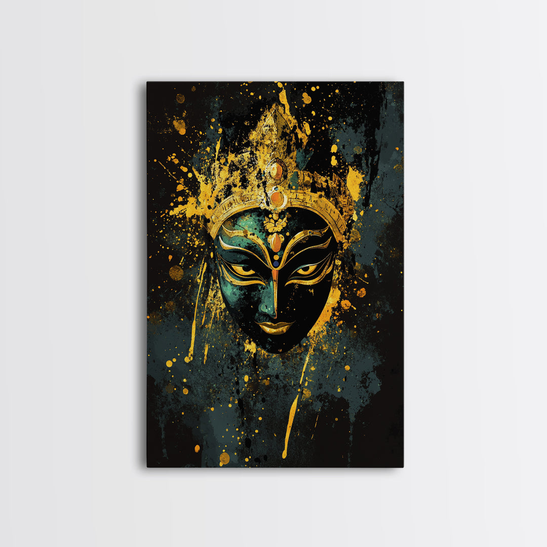 Mystical Goddess Face Artwork,Spiritual Wall Decor,Real Wood Frame,Bold Divine Art,Striking Sacred Home Accent