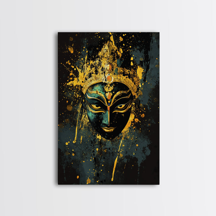 Mystical Goddess Face Artwork,Spiritual Wall Decor,Real Wood Frame,Bold Divine Art,Striking Sacred Home Accent