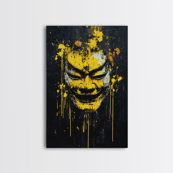 Fierce Leopard Splatter Portrait, Gold Canvas Art, Wildlife Canvas Print, Real Wood Frame, Animal Wall Decor, Jungle Spirit Artwork