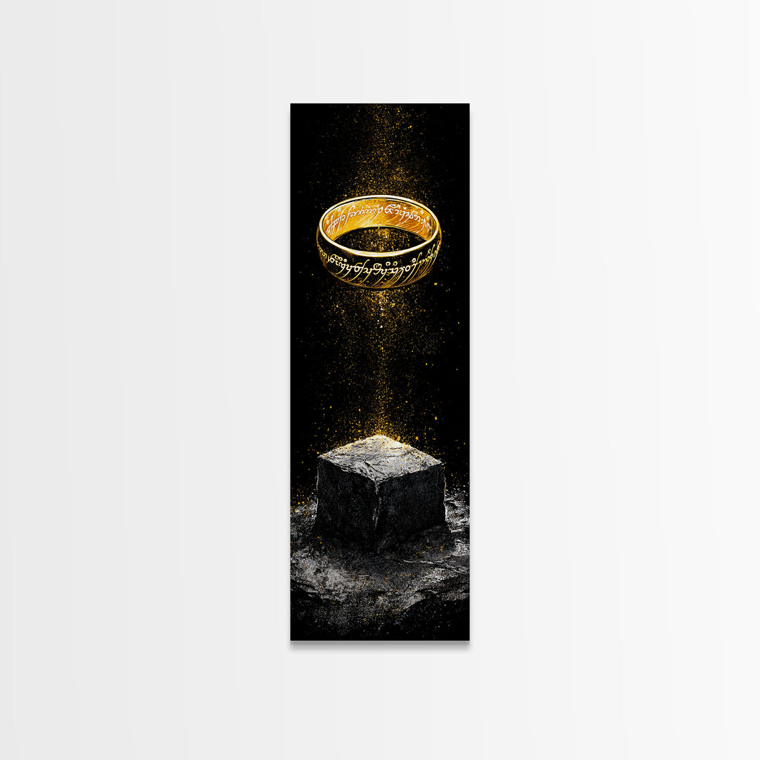 Odin’s Ring Norse Symbol Canvas Gold Art Canvas Art, Nordic Mythology Wall Decor for Man Cave, with authentic wood frame