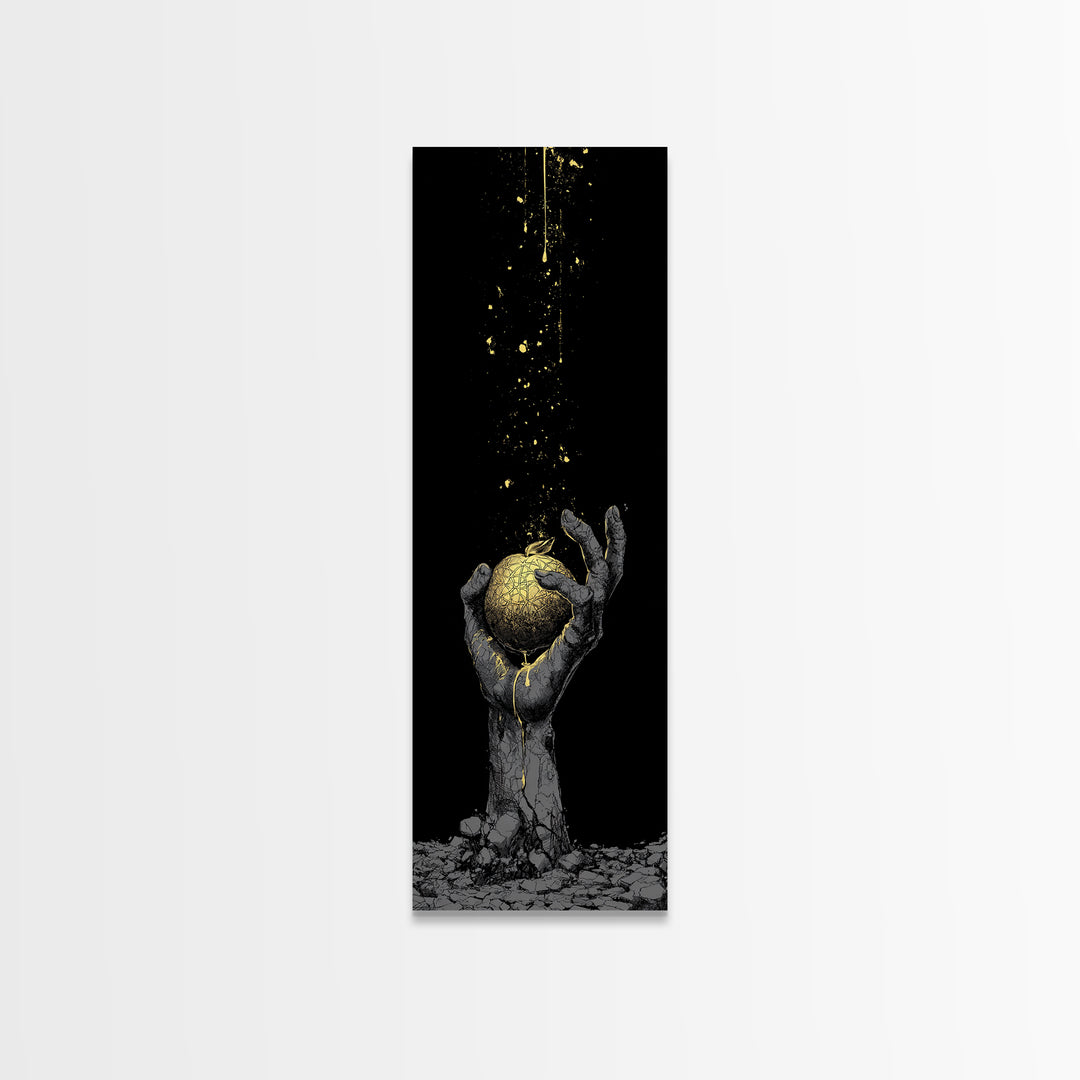 Golden Apple of Idunn Canvas Gold Art Canvas Art, Norse Mythology Viking Decor for Dad Gift or Office, in real wood frame