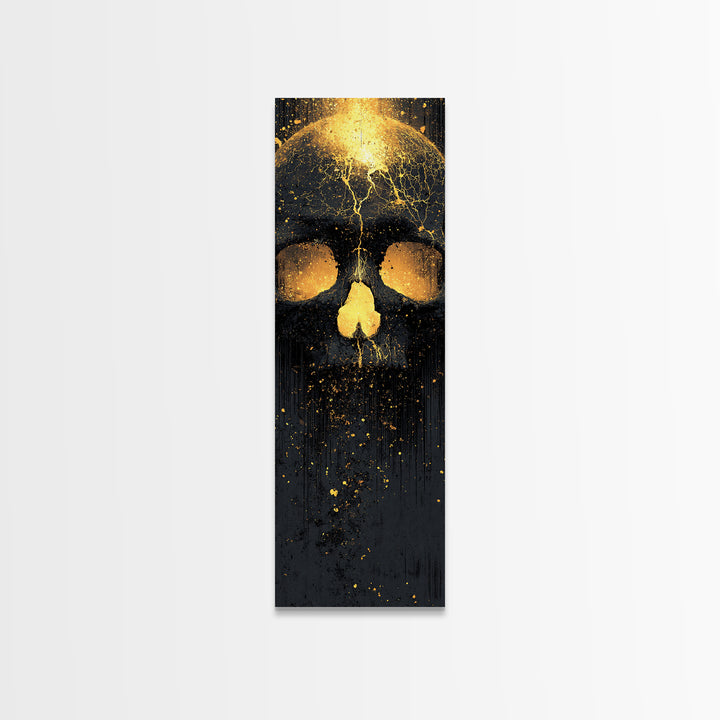Skull of Ragnarok Canvas Gold Art Canvas Art | Norse Mythology Wall Decor for Man Cave or Office | Viking Style Frame in Real Wood