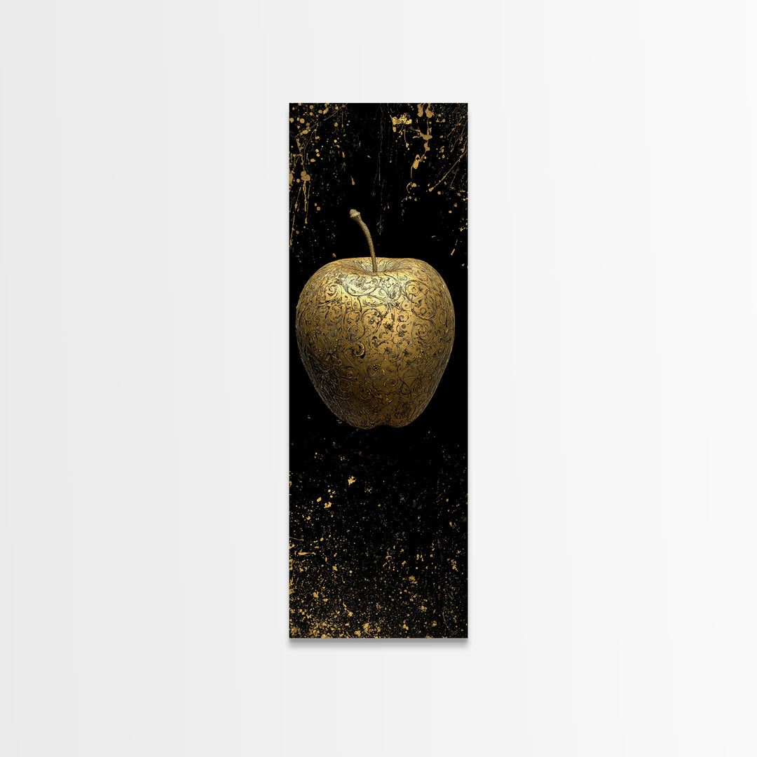 Golden Apple of Idunn Canvas Gold Art Canvas Art, Norse Mythology Wall Decor, Viking Man Cave or Office Art in natural wood frame