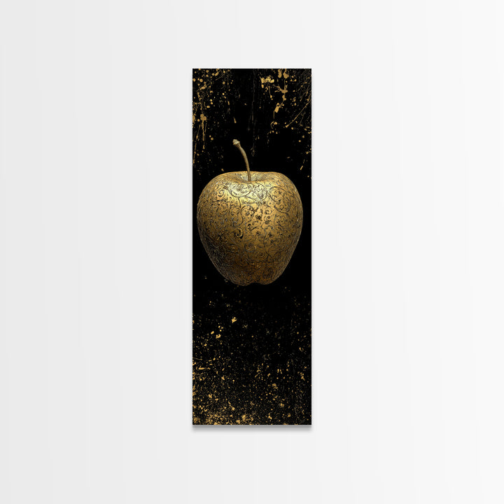 Golden Apple of Idunn Canvas Gold Art Canvas Art, Norse Mythology Wall Decor, Viking Man Cave or Office Art in natural wood frame