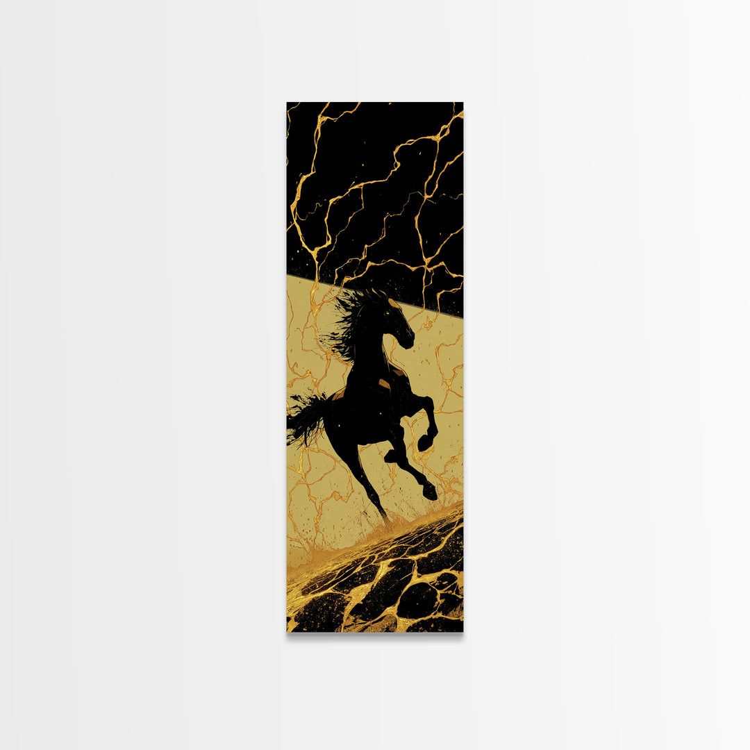 Sleipnir Odin’s Horse Canvas Gold Art, Viking Canvas Art Norse Mythology Decor, Nordic Warrior Office Wall Art Framed in Real Wood