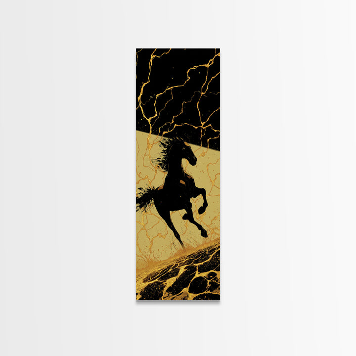 Sleipnir Odin’s Horse Canvas Gold Art, Viking Canvas Art Norse Mythology Decor, Nordic Warrior Office Wall Art Framed in Real Wood