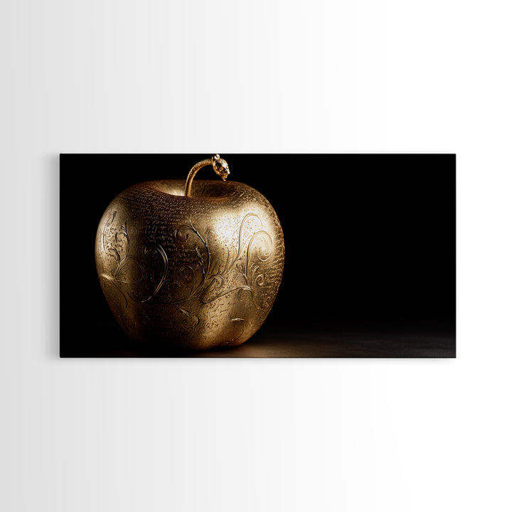 Golden Apple of Idunn Canvas Gold Art, Norse Mythology Canvas Art, Viking Wall Decor with real wood frame, unique man cave gift