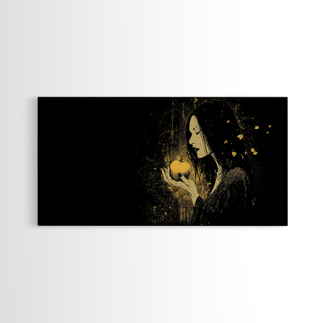 Idunn Norse Goddess with Golden Apple Canvas Gold Art Canvas Art Nordic Wall Art for Dad Gift or Office Decor framed in natural wood